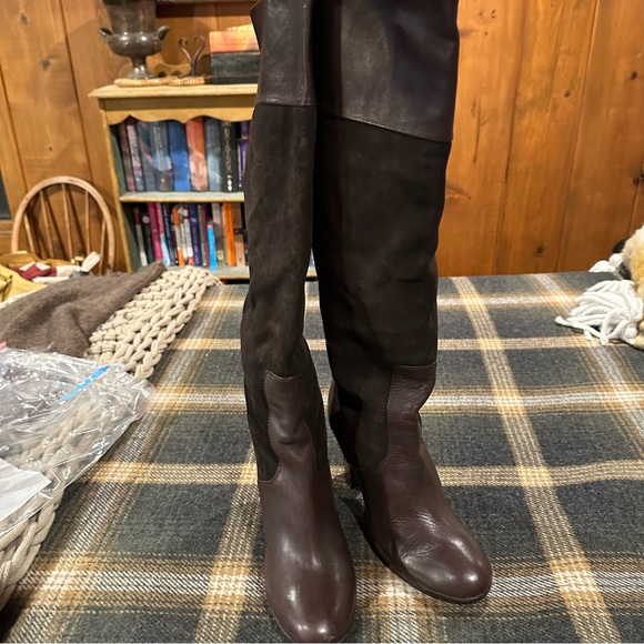 STEVEN by Steve Madden high heel tall brown suede and leather boots, size 10 - Picture 3 of 4
